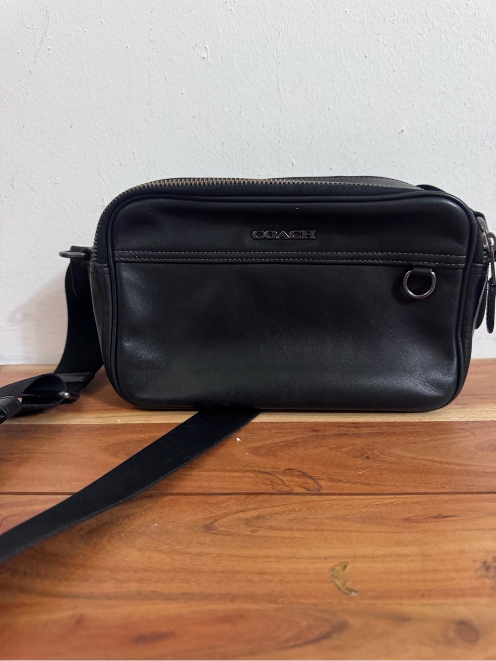 Coach Black Leather Messenger Crossbody Bag